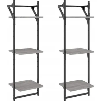 police Závěsné nástěnné police s tyčí, Šedý dub Sonoma, 30x25x100 cm