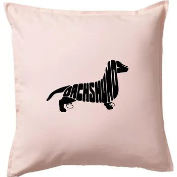 Polštář Jezevčík - Dachshund - Polštář 50x50 - 50x50 - Pouze potah ( Světle růžová )