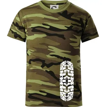 Enduro / cross pneumatika - Dětské maskáčové triko - 146 cm/10 let ( Zelený maskáč )