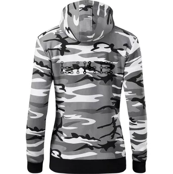 Dámská mikina Bike nápis řetěz - Dámská mikina trendy zipper s kapucí - S ( Šedý maskáč )