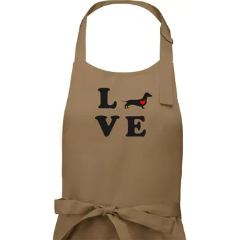 Kuchyňská zástěra Jezevčík - Love - Pánská zástěra na vaření - Univerzální velikost ( Cappuccino )