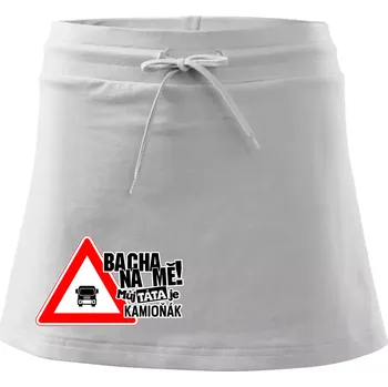 Dámská sukně Bacha na mě! Můj táta je kamioňák - Sportovní sukně - two in one - M ( Bílá )