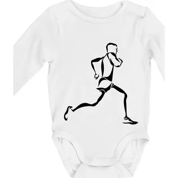 Běžec - Body kojenecké s dlouhým rukávem - Dlouhý r. 6-12 měs ( Bílá )