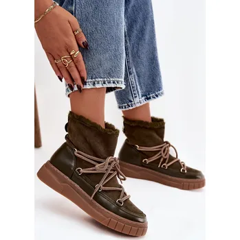 Dámská zimní obuv Boto Dámské sněhule s šněrováním Isalisse Barva: Zelená, Velikost: 37