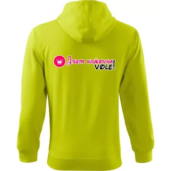Pánská mikina Jsem královna vole! - Mikina s kapucí na zip trendy zipper - L ( Limetková )