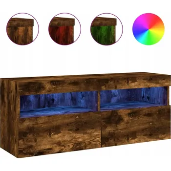 Televizní stolek Závěsná skříňka pod TV s RGB LED osvětlením, Kouřový dub, 100x30x40 cm