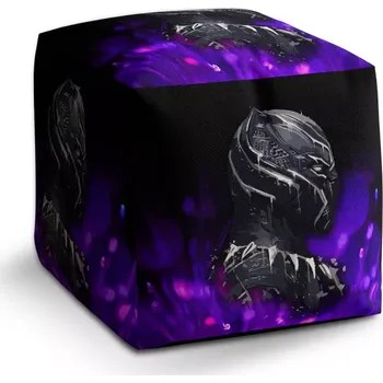 Taburet Sablio Taburet Cube BLACK PANTHER Fialová luminescence: 40x40x40 cm