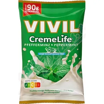 Čokoláda Vivil CremeLife peprmint bez cukru 90g