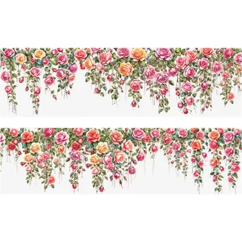 Sada dekorativní průhledné samolepicí pásky 5 cm x 200 cm s motivem růžových a oranžových růží pro zdobení a kreativní dekorace