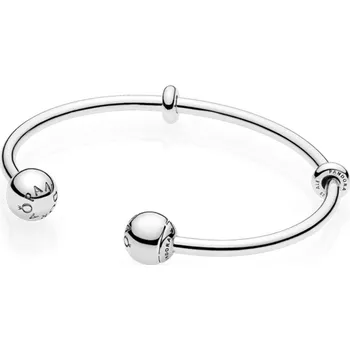 Náramek PANDORA Stříbrný otevřený náramek Moments, vyměnitelné koncovky s logem 3