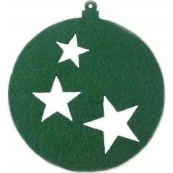 Vánoční dekorace Vánoční Koule z Filcu na vánoční stromeček, vánoční ozdoby 8x8 cm, 10 kusů, tmavá zeleň