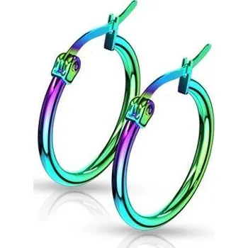 Náušnice Duhové ocelové náušnice - kruhy 20 mm