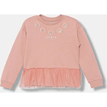 Chlapecká mikina Dětská bavlněná mikina Guess růžová barva, s aplikací, K5BQ07 KAD74 K5BQ07.KAD74.9BYA 03X, vel. 88-96