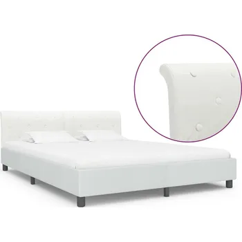 Postel vidaXL Rám postele bílý umělá kůže 160 x 200 cm