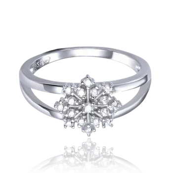 Prsten MINET Stříbrný prsten sněhová vločka s bílými zirkony vel. 57 JMAS8055SR57