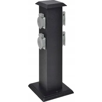 Elektrická zásuvka Zahradní zásuvka s železnou skříní 4 zásuvky 220-240V černá 15,5x15,5x4