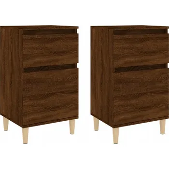Noční stolek Elegantní noční stolky z eukalyptového dřeva, hnědý dub, 40x35x70 cm