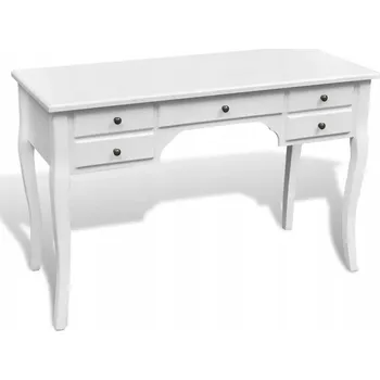 Psací stůl Psací stůl ve francouzském stylu, dřevěný, bílý, 110x47x79 cm, 5 zásuvek