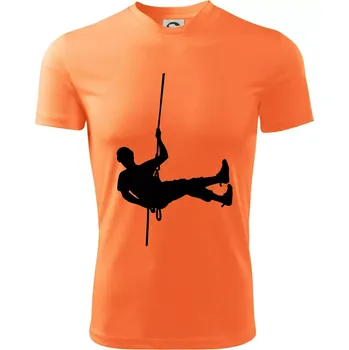 Chlapecké tričko Visící horolezec - Dětské triko sportovní (dresovina) - 122 cm/6 let ( Neon mandarine )