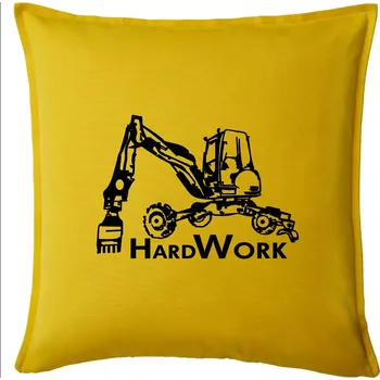 Polštář Hard Work kráčivý bagr - Polštář 50x50 - 50x50 - Pouze potah ( Žlutá )