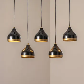 Opviq Závěsné světlo Yildo, černé/zlaté, 5 žárovek. Délka 111 cm černá, zlatá 5 x 40 W - Doprava zdarma