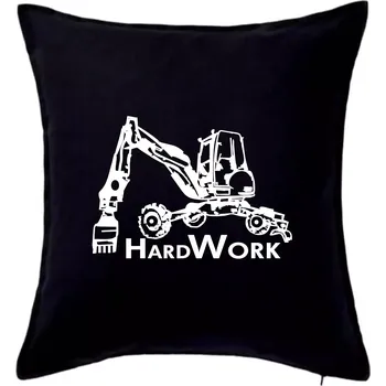 Polštář Hard Work kráčivý bagr - Polštář 50x50 - 50x50 - Pouze potah ( Černá )