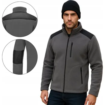 Pánská mikina TEPLÝ PÁNSKÝ FLEECE 350G ZESÍLENÝ S KAPSY, SILNÝ FLEECE ŠEDÝ M