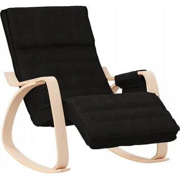 Křeslo Houpací křeslo z masivního březového dřeva, černé, 67x80x88 cm