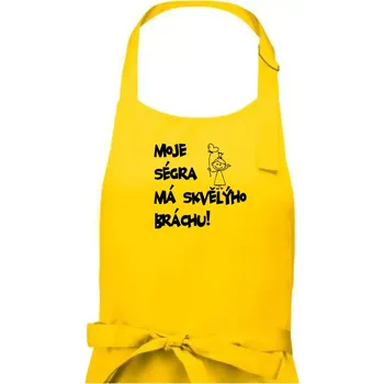 Kuchyňská zástěra Moje ségra má skvělýho bráchu - Pánská zástěra na vaření - Univerzální velikost ( Žlutá )