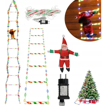 Vánoční světelná dekorace VÁNOČNÍ LED DEKORACE Mikuláš ŠPLHAJÍCÍ PO ŽEBŘÍKU SVÍTÍCÍ 300 CM