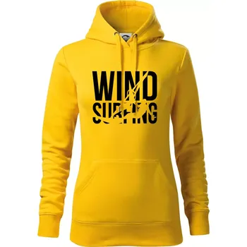 Dámská mikina Windsurfing nápis - Mikina dámská Cape s kapucí - XL ( Žlutá )