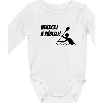 Kojenecký body Nekecej a pádluj - Body kojenecké s dlouhým rukávem - Dlouhý r. do 3 měs ( Bílá )
