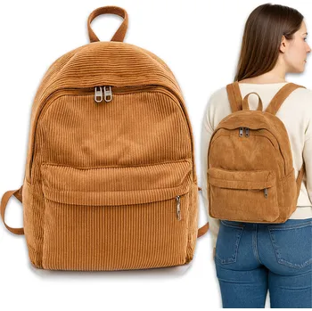 PLECAK DAMSKI SZTRUKSOWY, MALÝ ELEGANTNÍ MĚSTSKÝ HNĚDÝ BATOH