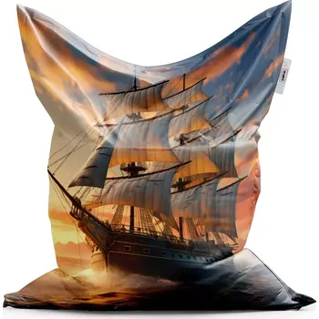 Sedací pytel Sablio Sedací vak Plachetnice ve vlnách při východu slunce - 150x100 cm