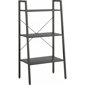 regál 3-patrový regál žebříkového typu z oceli, černý 56x35x108 cm