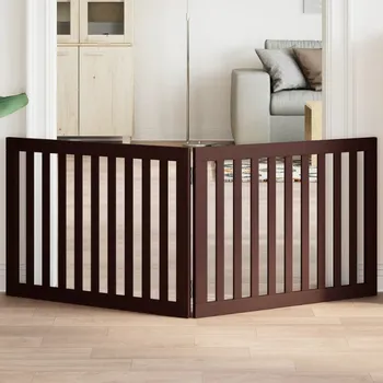 klec pro psa vidaXL Zábrana pro psy skládací 2 panely 160 cm topolové dřevo [352264] Barva: Hnědá