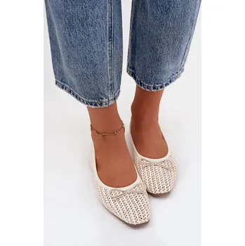 Dámské lodičky Boto Baleríny S Pleteným A Mašlí Belirra Barva: Béžová, Velikost: 36