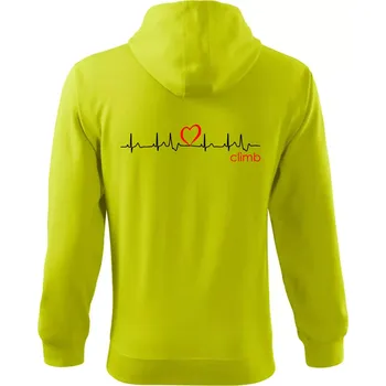 Pánská mikina Moje srdce bije pro climb (horolezení) - Mikina s kapucí na zip trendy zipper - XL ( Limetková )