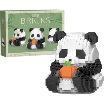 ostatní stavebnice Dětská roztomilá stavebnice ve tvaru pandy, která sedí a drží malou dýni v tlapkách, 488 dílků skládačky, kreativní a zábavné stavění