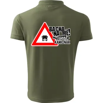Pánská košile Bacha na mě! Můj táta je kamioňák - Polokošile pánská Pique Polo 203 - 3XL ( Khaki )