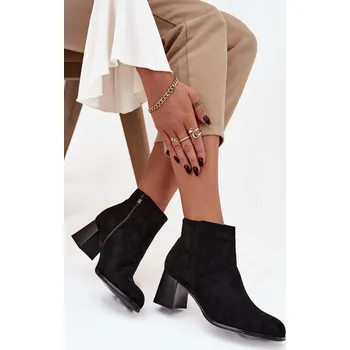 Dámské kozačky Boto Dámské kotníkové boty na podpatku Eko semiš Marilou Barva: Černá, Velikost: 37