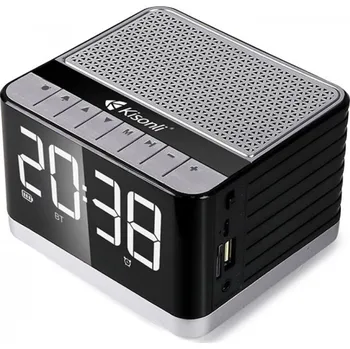 Bluetooth reproduktor Reproduktor Kisonli G8, Bluetooth, Hodiny, USB, SD, FM, AUX, RGB – černá/šedá
