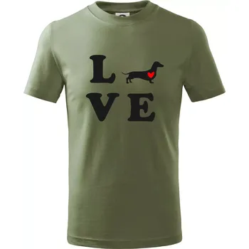 Jezevčík - Love - Tričko dětské bavlněné - 146 cm/10 let ( Khaki )