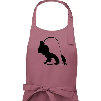Kuchyňská zástěra Rybář tahající rybu - Pánská zástěra na vaření - Univerzální velikost ( Starorůžová )