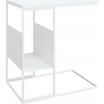 Konferenční stolek Odkládací stolek ve ve tvaru písmene C, bílý, 55x36x59,5 cm, dřevotříska