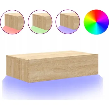 Televizní stolek TV stolek LED RGB, imitace dřeva, dub Sonoma, 60x35x15,5 cm