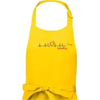 Kuchyňská zástěra Moje srdce bije pro Bowling - Pánská zástěra na vaření - Univerzální velikost ( Žlutá )
