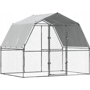 Zahradní klec pro slepice, kachny se střechou z PE, Ocel, 285 x 195 x 23 cm