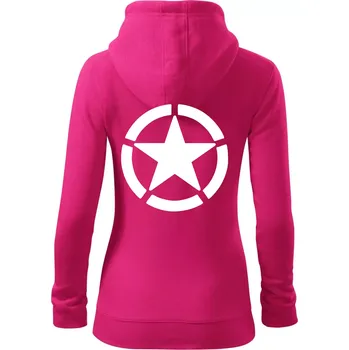 Dámská mikina Army hvězda - Dámská mikina trendy zipper s kapucí - XL ( Purpurová )