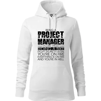Dámská mikina Being A Project Manager - bike - Mikina dámská Cape s kapucí - L ( Bílá )